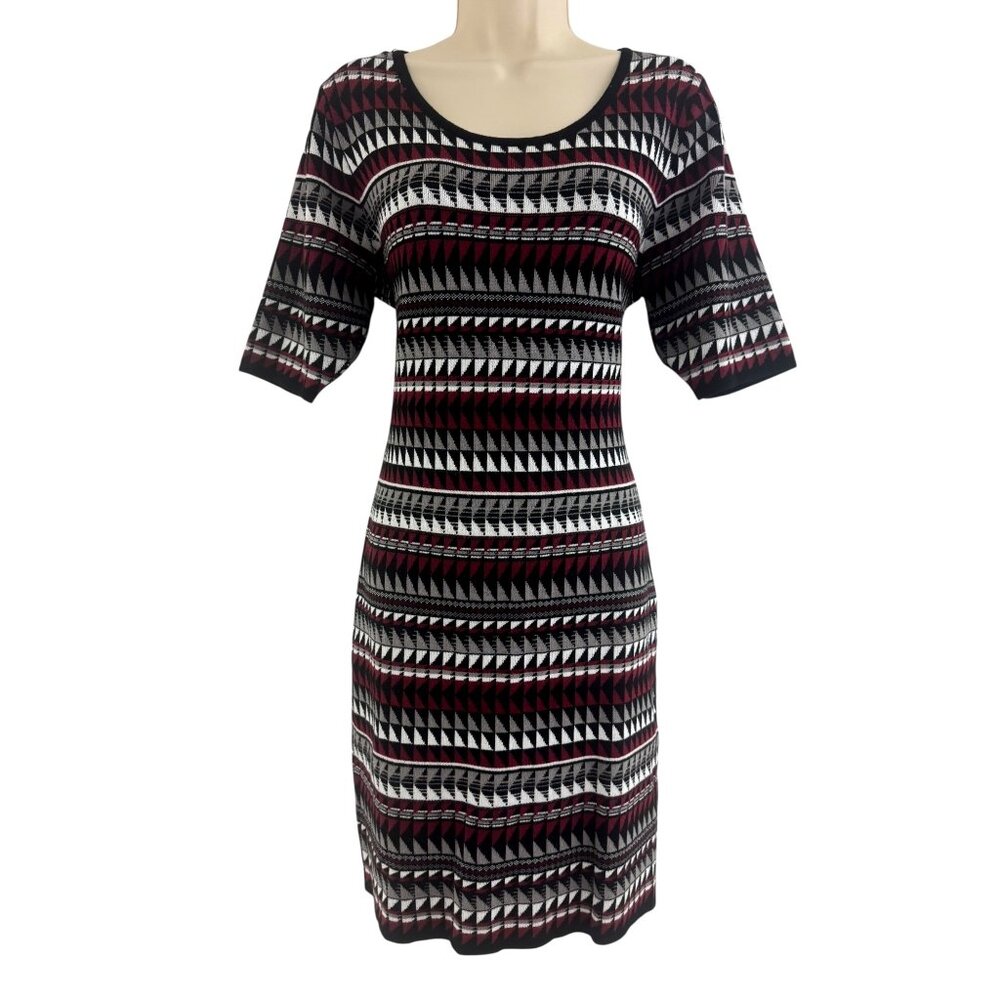 Ashley Stewart Geometric Print Soft Knit Bodycon Sweater Dress Size 14/16 Sheath